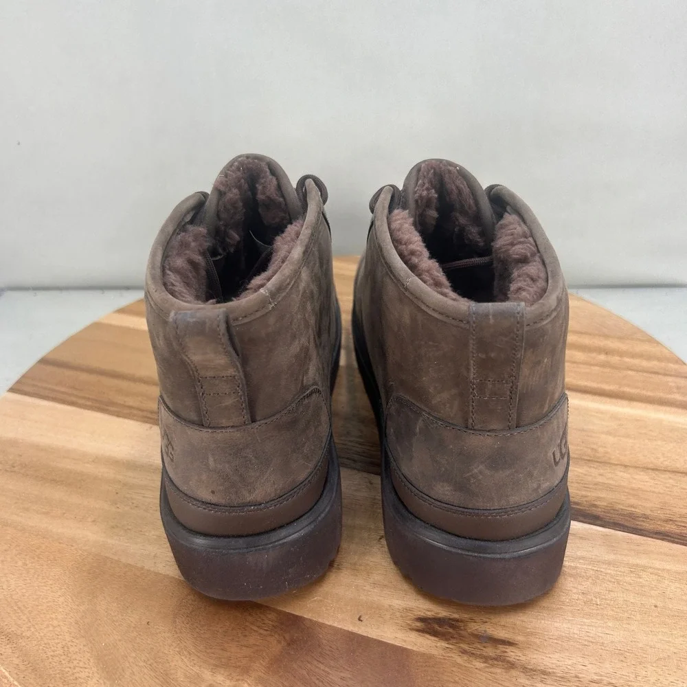 UGG Neumel Weather II Brown Leather Shearling Lined Chukka Boots Mens Size 10
